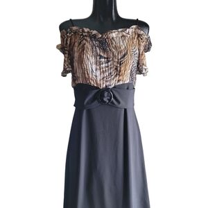 Terra Nostra Brown and Black Off Shoulder Dress 14